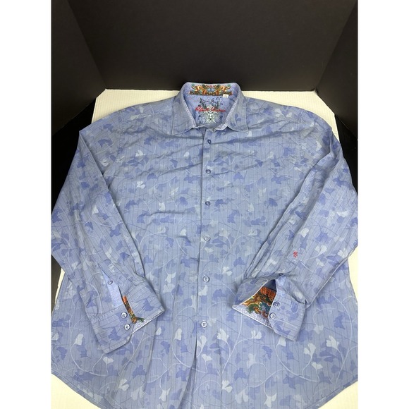 Robert Graham Other - Robert Graham Shirt Mens 3XL Blue Patterned Monogramed Flip Cuffs Classic Fit